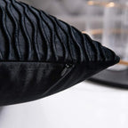 Black Striped Decorative Pillow Covers: 2 Pack 12x20 Inch Original Velvet Rectangular Throw Pillow Cases for Farmhouse Couch
