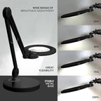 Neatfi XL Bifocal LED Magnifying Lamp – 7-Inch Acrylic Lens, 2.25x & 6X Magnification, 1,600 Lumens, Dimmable LED, Adjustable Arm, Hands-Free Close Work (Black, with Base)