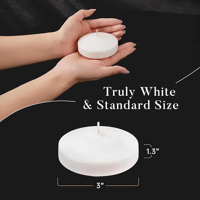 3 inch Floating Candles 24 Pack,10 Hours Burn Clean & Unscented Floating Candle,Floating Candles for Centerpieces,Valentine's Day,Romantic Night,Wedding