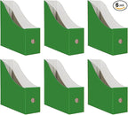 Limitliho Cardboard Magazine Holder for Desk, Book Bins for Classroom Library,Office,Home, 10.6" H x 10.2" L x 3.5" W in file holder (Green, 6 Pack)