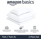 Amazon Basics Lightweight 2 Piece Microfiber Duvet Cover Set with Zipper Closure, Twin/Twin XL, Bright White, Solid (Pack of 4)