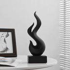 Modern Abstract Art Table Decoration, Gold Decor Flame Statue for Living Room Home, Black Shelf Decor Accents, Abstract Art Resin Sculpture for Dining Room, Office & Coffee Table Centerpiece (Black)