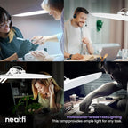 Neatfi XL Nail Desk Lamp with Clamp, 2200 Lumens, 20-Inch Wide Head, Dimmable 4 Levels, 6500K, LED Task Light for Manicure Table, Crafts, Workbench, Office (Non-CCT with Base, White)