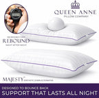 Queen Anne Hotel Collection Pillows – Luxury Down Alternative Bed Pillows (King Medium) – Ultimate Comfort, Hypoallergenic, Made in The USA