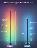 RGB Corner Floor Lamp, 65" Color Changing LED Floor Lamp Bluetooth APP Remote Control Music Sync Modern Standing Lamp 16 Million DIY Colors with Heavy Base for Living Room Bedroom GameRoom