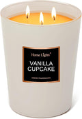 HomeLights Highly Scented Soy Candles Big 33.3 oz for Home. 3 Cotton Wicks, Smokeless Long Lasting 130 hrs in Vanilla Cupcake. 5x6, Great Gift for Women & Men