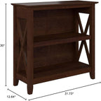 Bush Home Key West Small 2 Shelf Bookcase in Bing Cherry, Compact Home Organizer, Vertical Storage Solution, Bookshelf for Office or Living Room