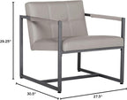 Camber Modern Accent Chair in Blended Leather, Pewter Gray/Mushroom