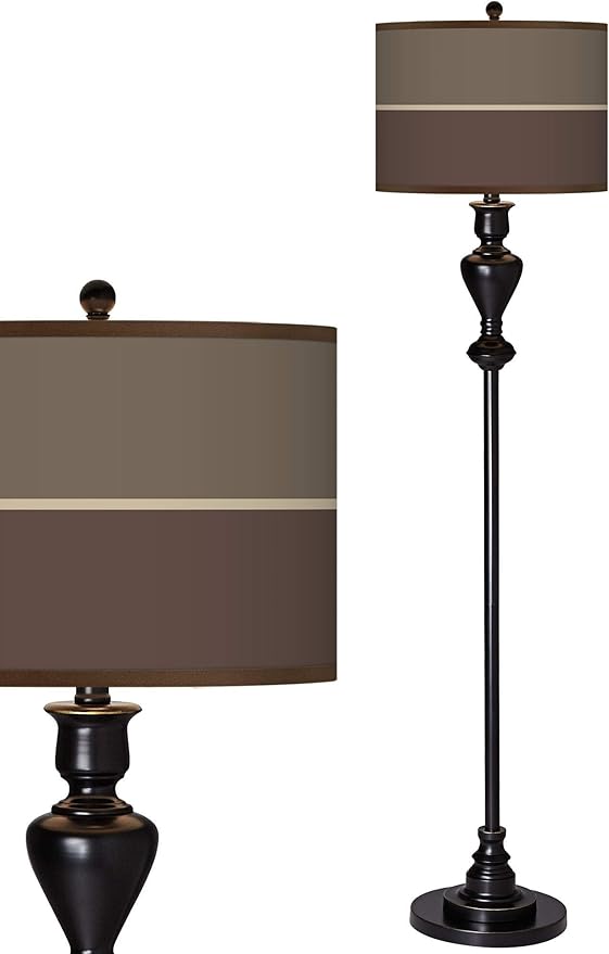 Lakebed Set Black Bronze Floor Lamp with Print Shade