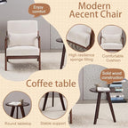 KEIKI Mid-Century Modern Upholstered Accent Chair with Matching Table, Chair and Table Set，Small Bedroom