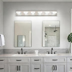 SOLFART Modern LED Vanity Lights Fixtures: 6 Lights Acrylic LED Brushed Nickel Vanity Lights for Bathroom 39inch