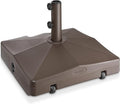 Casafield Patio Umbrella Base, 64lb Capacity, Fillable Heavy Duty Rolling Stand with Handle for Outdoor, Patio, Lawn, Deck, Poolside - Brown