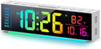 Digital Clock, Alarm Clock for Bedroom, Digital Wall Clocks for Classroom, Living Room Decor, Desk Clock Large Display, 13 Number Display Colors, 12 Ambient Light Colors, Auto Dimming, DST (White)
