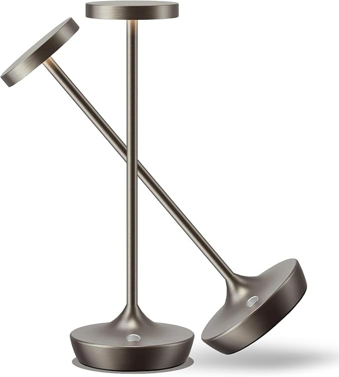 Cordless Table Lamps Outdoor - Rechargeable 6000mAh Battery Operated Table Lights - LED Portable Touch Dimmable Waterproof Table Lamp for Patio Restaurant Dining (2 Grey)
