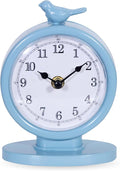 Mantel Clock, Classic Vintage Clocks and Decorative Shelf Decor, Silent Analog Desk Clocks with Light Vintage Metal Table Clock for Living Room Shelf Bedside Home Decor (Cornflower Blue)