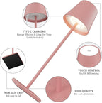 2-Pack LED Cordless Table Lamp, Rechargeable Battery Desk lamp 3W 5500mAh Battery Operated Stepless Dimming Modern Portable Table Light for Restaurant/Bedroom/Outdoor IP54 Waterproof (Pink)