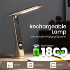 WILIT Rechargeable Lamps Cordless Table Lamp, Foldable Portable Desk Lamp, Battery Operated Lights with Stepless Brightness&Time Display for Home Office, Book Lights, Desk Accesories, Tea White