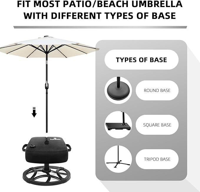 LadyRosian Umbrella Base Weight Heavy Duty Water Weight Bag Side Slot Opening for Cantilever Patio Umbrella, Fits Any Offset