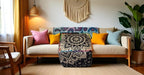 CRAFT KALA Mandala Meditation Floor Pillows Cover Square Pillow Seating Hippie Decorative Adults Bohemian Cushion Cover Outdoor Living Room Throw Ottoman Poufs Cover 18X18X14 inches, Black Gold Flower