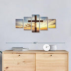 Elephant Stock Holy Cross Wall Art Multi Piece Canvas - 5 Panel Christian Pictures Decor - Digital Design Canvas Print - Christian Wall Decor - 29" X 12"