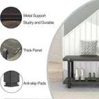EXCEFUR Industrial Entryway Bench with Storage, Rustic Wood and Metal Shoe Rack Bench Seat, 47 Inch Grey