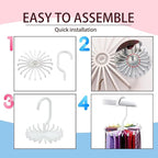 Circular Tie Hanger Updated Twirl Tie Rack Adjustable Twirl Tie Rack Tie Belt, Multipurpose Organizer for Closet Storage (White)