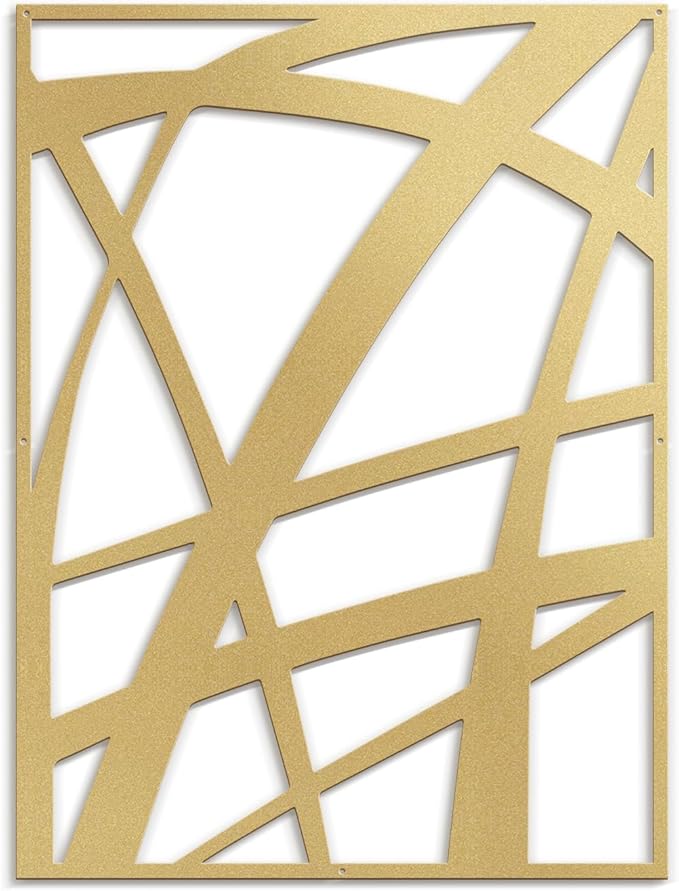 SIGNLEADER Metal Wall Art Decor Gold Line Abstract Geometric Minimalist Modern Abstract Wall Sculpture Hangings Home Decoration for Living Room, Bedroom, Bathroom, Kitchen, Outdoor - 18" Gold