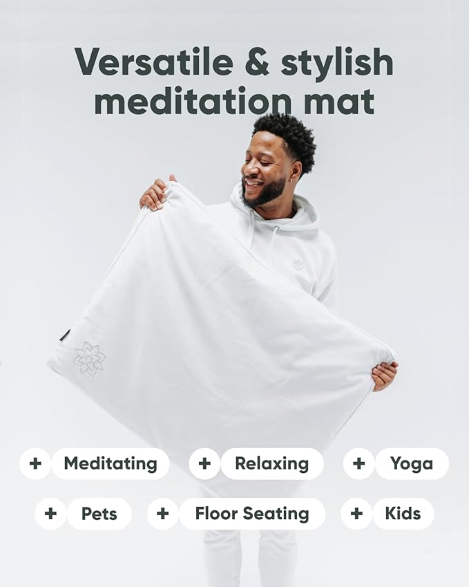 Mindful & Modern Zabuton Meditation Mat - Cotton Filled Yoga and Meditation Pad - Zabuton Meditation Cushion for Kneeling and Sitting Support - Large Rectangular Sitting Floor Pillow for Bench or Zafu