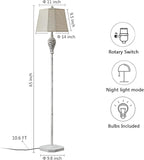 65'' Rustic Floor Lamp for Living Room with 2 Light Sources, Hollow Out Nightlight Resin Farmhouse Tall Standing Lamp for Bedroom Office Corner, Bulb Included (Wash White)