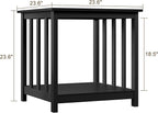 Treocho End Tables Living Room Set of 2, 24 Inch Square Side Table with 2-Tier Storage Shelf, Modern Nightstand for Living Room, Bedroom, Office, Black