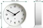 NEWGATE® M Mantel Echo Desk Clock | Modern Round Design | White | Easy to Read Numbers | Contemporary Style for Desk, Table, Shelf or Bedside