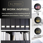 BLU MONACO | Cardboard Magazine File Holder Set of 6 Black | Vertical Magazine File Holder with Gold Label Slots | Standing File Holder and Cardboard Bins for Shelves Desk Storage