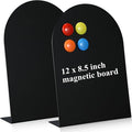 Shimeyao 2 Pcs Black Magnetic Bulletin Board for Tabletops with 8 Magnets 12 x 8.5 Inch Memo Display Easel Stand for Home Office School Kitchen Table Supplies (Arched)