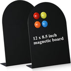 Shimeyao 2 Pcs Black Magnetic Bulletin Board for Tabletops with 8 Magnets 12 x 8.5 Inch Memo Display Easel Stand for Home Office School Kitchen Table Supplies (Arched)