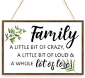 Family a Little Bit of Crazy Sign Wood Plaque Wall Decor,Rustic Family Hanging Wooden Signs Wall Pediments for Home Front Door Wall Decor