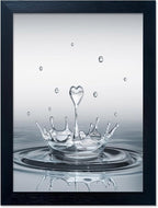 Bathroom Pictures Wall Decor, Guest Bathroom Decor Wall Painting, Heart Water Drop Splash Modern Canvas Pictures Print, Black Framed Artwork