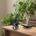 Hand Statues Incense Holder - Incense Burner Ash Catcher, Handcrafted Incense Stick Holder with Ash Catcher, Artisan Incense Burner for Meditation & Yoga (Black)