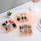 3-Tier Hair Accessories Storage Box, Clear Plastic Organizer with Handle, 5.9 x 5.9 x 5.1 in (Orange, 5.9 x 5.9 x 5.1 in)