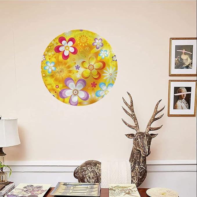 Ceramic Plates, Floral Decorative Ceramic Plates, Vibrant Daisies Cheerful, 10 Inch, for Dining, Parties, Wedding, Multicolor
