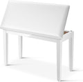 Donner Duet Piano Bench with Storage, Solid Wooden Keyboard Bench Piano Bookcase Stool Chair Seat with High-Density Sponges Padded Cushion, White