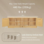 DINZI LVJ Shoe Bench, Entryway Storage Bench with Doors, Cushion, 2-Tier Shoe Rack with 8-Cubby, 47.2”L x 13.8”W Shoe Organizer Cabinet, Adjustable Shelf, Living Room, Bedroom, Natural