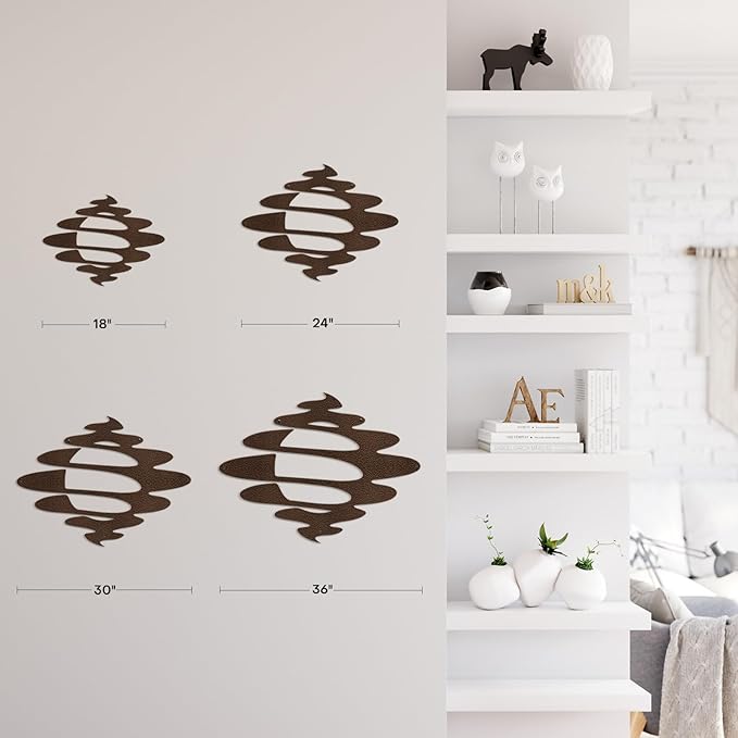 SIGNLEADER Metal Wall Art Decor Abstract Shapes Geometric Modern Abstract Wall Sculpture Hangings Home Decoration for Living Room, Bedroom, Bathroom, Kitchen, Outdoor - 36" Bronze