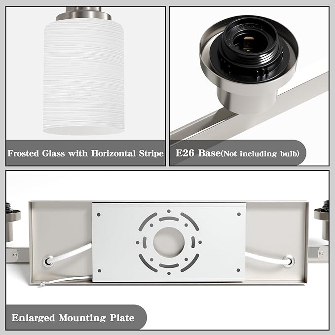 10-Light Bathroom Vanity Light Brushed Nickel,64.5in Vanity Lights with White Frosted Glass,Modern Bathroom Wall Lights Fixtures Over Mirror,Wall Sconces Lighting for Bedroom Living Room,E26