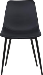 Armen Living Monte Mid Century Modern Dining Accent Chair for Table Kitchen Desk Vanity in Black Faux Leather with Black Metal Legs