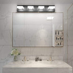 Ralbay LED Black 4 Lights Acrylic Lighting Fixtures Modern Matte Black Bathroom Vanity Lights