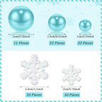 124 Pcs Christmas Vase Filler Pearls for Vase Filler Christmas Table Decor Floating Candles Centerpiece with 8 Floating Candles for Table Party Festival Decor, Not Included Clear Beads(Snowflake)