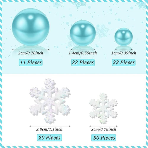 124 Pcs Christmas Vase Filler Pearls for Vase Filler Christmas Table Decor Floating Candles Centerpiece with 8 Floating Candles for Table Party Festival Decor, Not Included Clear Beads(Snowflake)