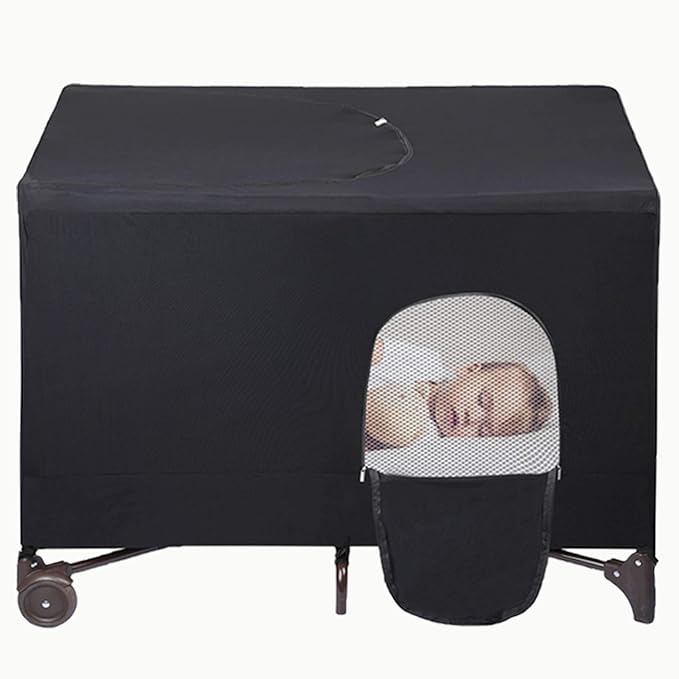 Crib Blackout Cover for Pack N Play - Travel Crib Cover, Breathable Baby Netting Cover/Tent for Indoor or Outdoor Portable Stretchy Blackout Tent, Net Curtains