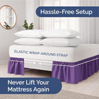 Wrap Around Dust Ruffle Bed Skirt - Purple - Twin/Twin XL Size Beds with 15 Inch Drop - Easy Fit Elastic Strap - Adjustable Pleated Bedskirt w/Brushed Fabric - Wrinkle Free - Women, Men, Kids & Teens
