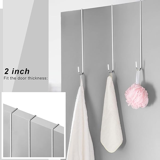 Hotop 15 Inch 6 Pcs Wreath Hangers for Front Door Over The Door Hanger Hooks Steel Wreath Doors Hangers Clothes Towel Hooks Holder for Christmas Halloween Front Decorations Welcome Sign(Silver)